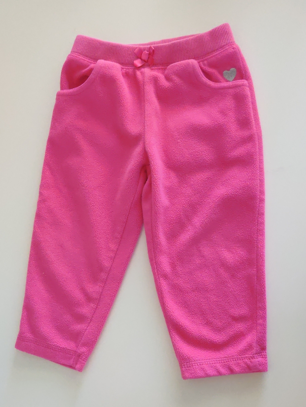 Carter's Bright Pink Fleece Pants with Heart Accent